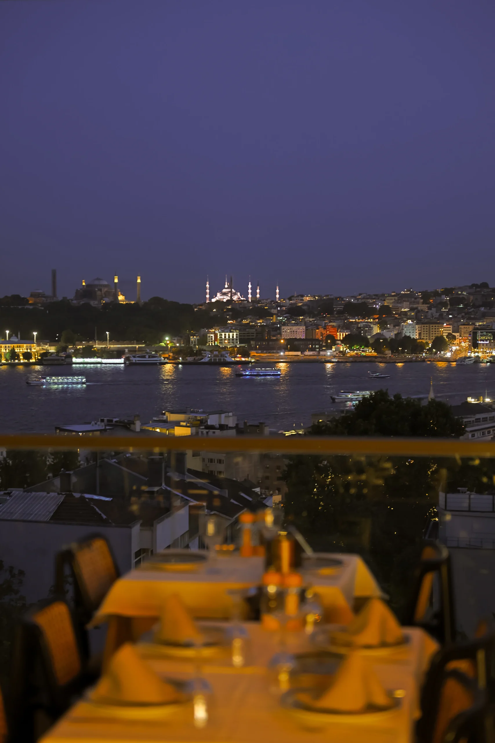 Bosphorus view from Arwin Roof restaurant in Istanbul